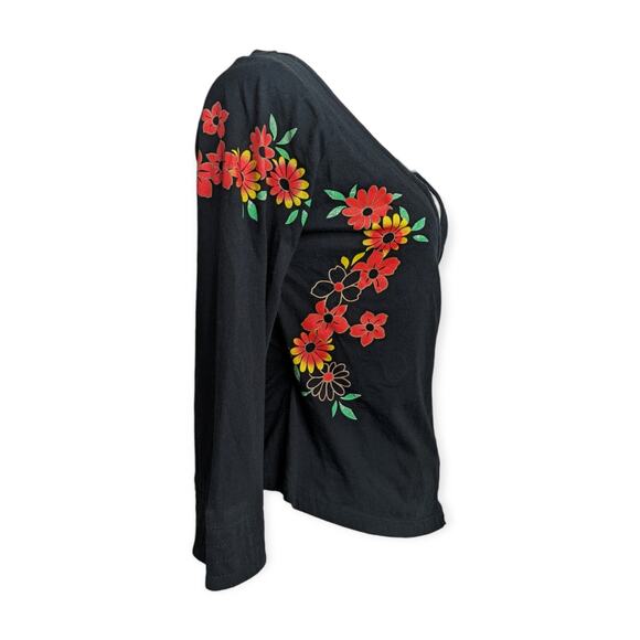 Vintage 90s Y2k Japanese Style Phoenix Print Wrap Top - Picture 5 of 8